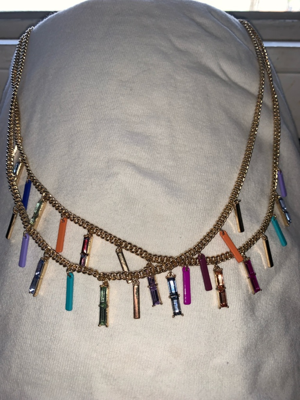 INC International Concepts Gold Multi-Color Baguette & Bar Pendant Necklace